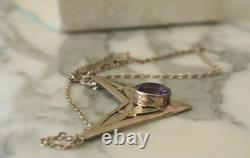 Collier Ancien en Argent Massif Améthyste 925 Poinçonné Art Déco Vers 1930