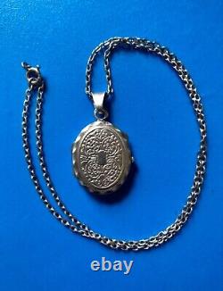 Collier Ancien médaillon porte photo pendentif argent massif, poinçon crabe