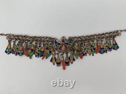 Collier Kabyle Berbere Ancien Argent Massif 49 Grammes Emaux Coraux W819