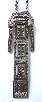 Collier PENDENTIF ART DECO argent massif necklace silver BIJOU ANCIEN vers 1925