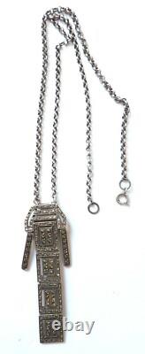 Collier PENDENTIF ART DECO argent massif necklace silver BIJOU ANCIEN vers 1925