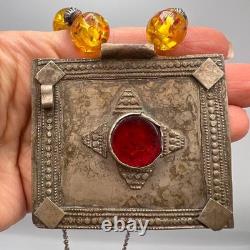 Collier Pendentif Femme Argent Ancien Yéménite Fait Main Judaica Vintage