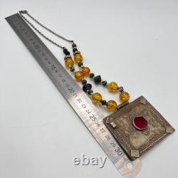 Collier Pendentif Femme Argent Ancien Yéménite Fait Main Judaica Vintage