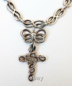Collier croix argent et marcassite necklace silver BIJOU ANCIEN regional cross