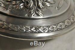 Coupe Ancien Argent Massif Cristal Grave Antique Solid Silver Cup Centerpiece