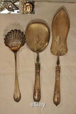 Couverts Service Ancien Argent Massif Antique Solid Silver Serving Silverware