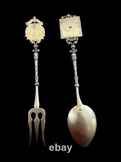Couverts argent massif Ancien Collection Monte Carlo Monaco Email Timbre Roulett