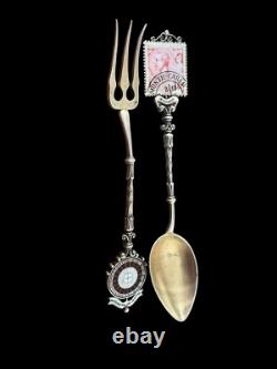 Couverts argent massif Ancien Collection Monte Carlo Monaco Email Timbre Roulett