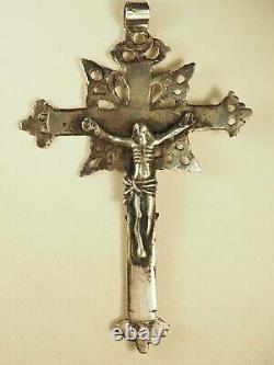 Croix Regionale Ancienne Argent Massif Antique Silver Cross Pendant