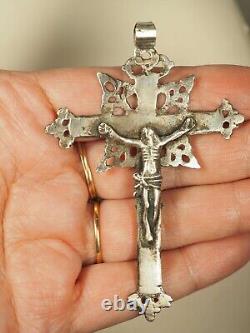 Croix Regionale Ancienne Argent Massif Antique Silver Cross Pendant