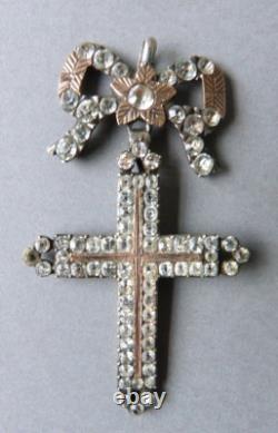 Croix pendentif ARGENT et OR Yvetot Normandie bijou ancien 19e siècle cross