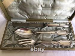 Cuillere Fourchette Couteau Argent Massif 800 Allemand Ancien 142 Gr Art Deco