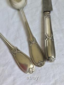 Cuillere Fourchette Couteau Argent Massif 800 Allemand Ancien 142 Gr Art Deco