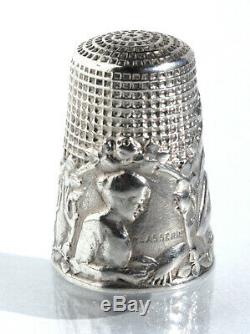 DENTELIÈRE Dé à coudre ancien ARGENT couture Fingerhut Thimble French Silver fil