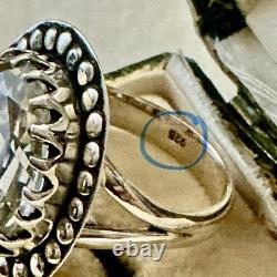 ÉNORME TOPAZE Taillée Main, Argent Massif, GRANDE BAGUE ANCIENNE, CREATEUR