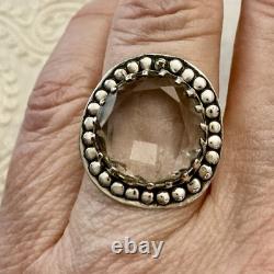 ÉNORME TOPAZE Taillée Main, Argent Massif, GRANDE BAGUE ANCIENNE, CREATEUR