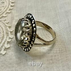 ÉNORME TOPAZE Taillée Main, Argent Massif, GRANDE BAGUE ANCIENNE, CREATEUR