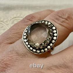 ÉNORME TOPAZE Taillée Main, Argent Massif, GRANDE BAGUE ANCIENNE, CREATEUR