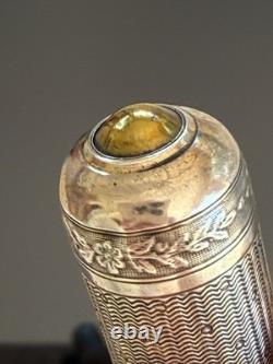 ETUI ARGENT MASSIF ANCIEN ROUGE À LÈVRES guilloché ANTIQUE LIPSTICK STERLING