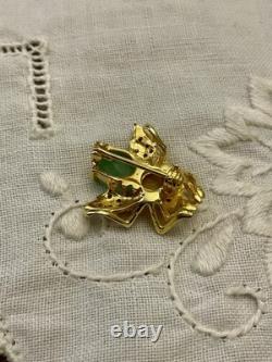 Émeraude Rubis Opale Broche Ancienne En Or Et Argent Abeille