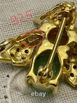 Émeraude Rubis Opale Broche Ancienne En Or Et Argent Abeille