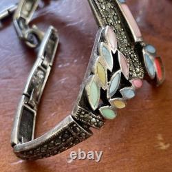 Ensemble Ancien Collier & Bracelet En Argent Originale Aux Couleurs Éclatantes