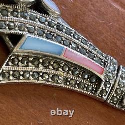 Ensemble Ancien Collier & Bracelet En Argent Originale Aux Couleurs Éclatantes
