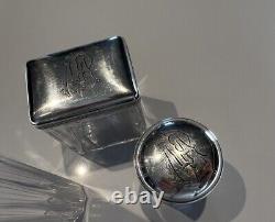 Ensemble de toilette ancien cristal et bouchons en argent massif Minerve