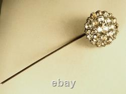 Epingle A Chapeaux Argent Massif Ancienne XVIII Antique Foiled Silver Pin Hat
