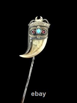 Épingle ancienne Collection Vintage Argent Massif Ethno Unisexe Travail Main