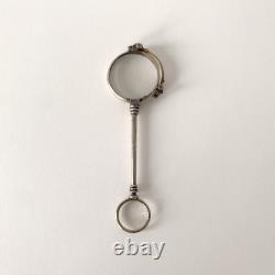 Face à Main en Argent Massif du XIXème Siècle Lorgnon ancien, Napoléon III