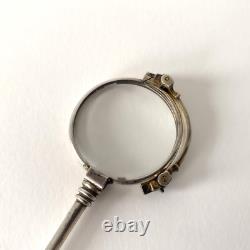 Face à Main en Argent Massif du XIXème Siècle Lorgnon ancien, Napoléon III