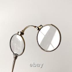 Face à Main en Argent Massif du XIXème Siècle Lorgnon ancien, Napoléon III