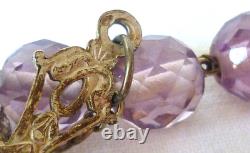 Grand Chapelet Ancien Argent Massif Et Grains En Verre De Couleur