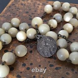 Grand Chapelet Ancien Nacre et Argent Massif XIXè French Solid Silver MOP Rosary