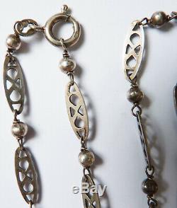 Grand Sautoir chaine collier en argent massif silver chain bijou ancien