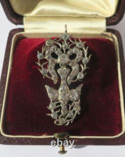 Grand pendentif ancien Saint Esprit pierres du Rhin argent massif Normandie XIXe