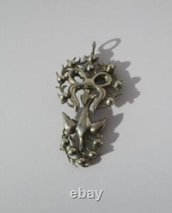 Grand pendentif ancien Saint Esprit pierres du Rhin argent massif Normandie XIXe