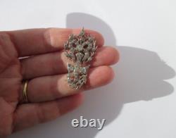Grand pendentif ancien Saint Esprit pierres du Rhin argent massif Normandie XIXe