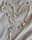 Gros Chapelet Ancien En Argent Massif & Perles De Nacre