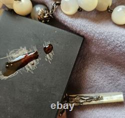 Gros chapelet ancien en argent massif & perles de nacre