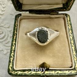 INTAILLE GRAVÉ CENTURION SUR HÉMATITE, ARGENT Massif, BELLE BAGUE ANCIENNE