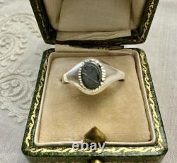INTAILLE GRAVÉ CENTURION SUR HÉMATITE, ARGENT Massif, BELLE BAGUE ANCIENNE
