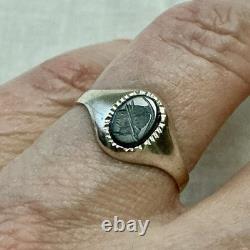 INTAILLE GRAVÉ CENTURION SUR HÉMATITE, ARGENT Massif, BELLE BAGUE ANCIENNE