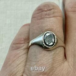 INTAILLE GRAVÉ CENTURION SUR HÉMATITE, ARGENT Massif, BELLE BAGUE ANCIENNE