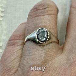 INTAILLE GRAVÉ CENTURION SUR HÉMATITE, ARGENT Massif, BELLE BAGUE ANCIENNE