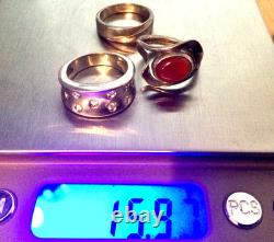 LOT 3 Bagues Anciennes Argent Massif-Jonc Anneau-Bijoux Anciens Pierre Naturelle