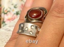 LOT 3 Bagues Anciennes Argent Massif-Jonc Anneau-Bijoux Anciens Pierre Naturelle
