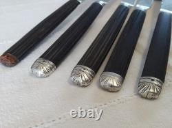 LOT ANCIENS COUTEAUX XVIIIe ARGENT MASSIF ÉBÈNE 18ème silver knives 18th