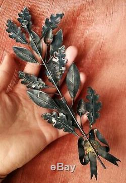 La palme avec des feuilles de chêne ancienne 19e en argent massif